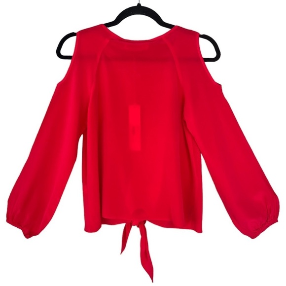Amanda Uprichard Red,‎ Slik Cold Shoulder Long Sleeve Kellen Top NWT - Picture 2 of 6